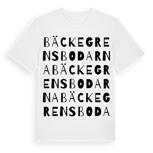 Bäckegrensbodarna ordlek t-shirt – ekologisk bomull t-shirt från Pinshirt