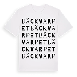 Bäckvarpet ordlek t-shirt – ekologisk bomull t-shirt från Pinshirt