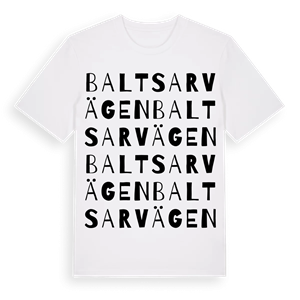 Baltsarvägen ordlek t-shirt – ekologisk bomull t-shirt från Pinshirt