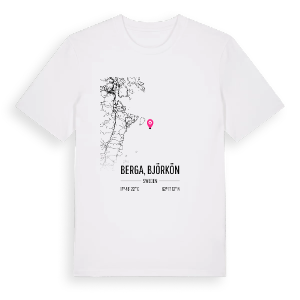 Berga, Björkön karta t-shirt – ekologisk bomull t-shirt från Pinshirt