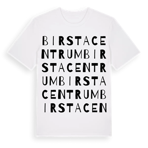 Birsta Centrum ordlek t-shirt – ekologisk bomull t-shirt från Pinshirt