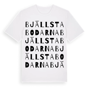 Bjällstabodarna ordlek t-shirt – ekologisk bomull t-shirt från Pinshirt