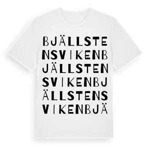 Bjällstensviken ordlek t-shirt – ekologisk bomull t-shirt från Pinshirt