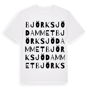 Björksjödammet ordlek t-shirt – ekologisk bomull t-shirt från Pinshirt