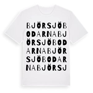 Björsjöbodarna ordlek t-shirt – ekologisk bomull t-shirt från Pinshirt