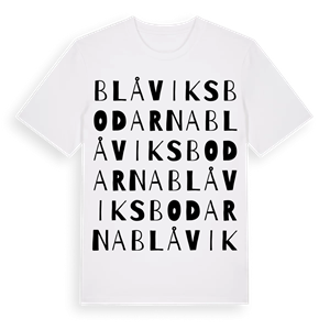 Blåviksbodarna ordlek t-shirt – ekologisk bomull t-shirt från Pinshirt