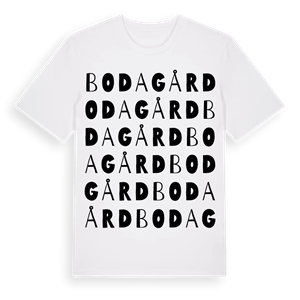 Boda gård ordlek t-shirt – ekologisk bomull t-shirt från Pinshirt