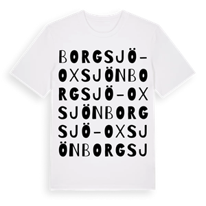 Borgsjö-Oxsjön ordlek t-shirt – ekologisk bomull t-shirt från Pinshirt