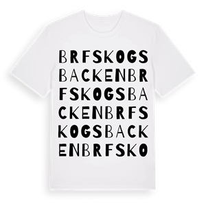 Brf Skogsbacken ordlek t-shirt – ekologisk bomull t-shirt från Pinshirt