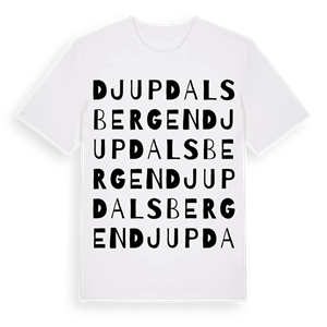 Djupdalsbergen ordlek t-shirt – ekologisk bomull t-shirt från Pinshirt