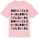 Pink Cotton t-shirt med Dombäcksmark ordlek t-shirt