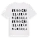 White t-shirt med Främmerbilla ordlek t-shirt