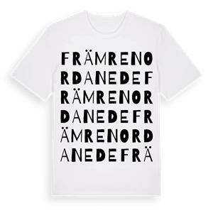 Främre Nordanede ordlek t-shirt – ekologisk bomull t-shirt från Pinshirt