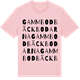 Pink Cotton t-shirt med Gammbodbäckbodarna ordlek t-shirt