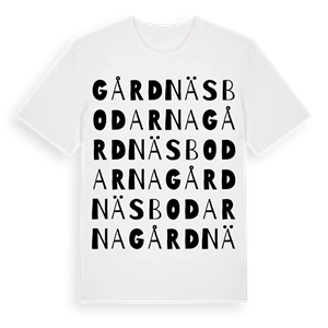Gårdnäsbodarna ordlek t-shirt – ekologisk bomull t-shirt från Pinshirt
