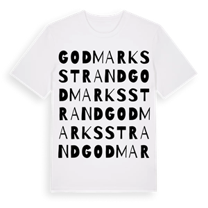 Godmarksstrand ordlek t-shirt – ekologisk bomull t-shirt från Pinshirt