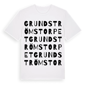 Grundströmstorpet ordlek t-shirt – ekologisk bomull t-shirt från Pinshirt