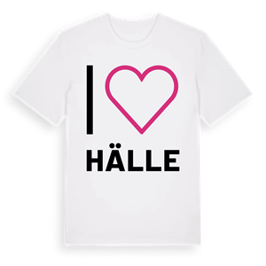 Jag älskar Hälle t-shirt stort tryck – ekologisk bomull t-shirt från Pinshirt