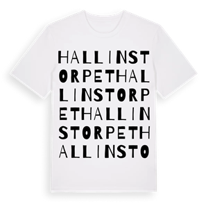 Hallinstorpet ordlek t-shirt – ekologisk bomull t-shirt från Pinshirt