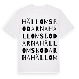 Hällomsbodarna ordlek t-shirt – ekologisk bomull t-shirt från Pinshirt