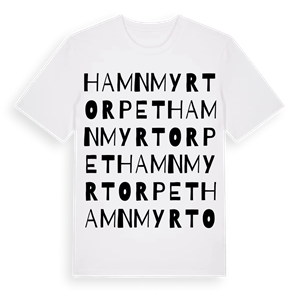 Hamnmyrtorpet ordlek t-shirt – ekologisk bomull t-shirt från Pinshirt