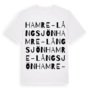 Hamre-Långsjön ordlek t-shirt – ekologisk bomull t-shirt från Pinshirt