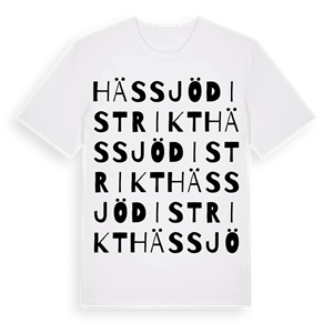 Hässjö distrikt ordlek t-shirt – ekologisk bomull t-shirt från Pinshirt