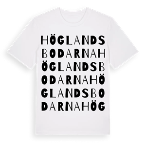 Höglandsbodarna ordlek t-shirt – ekologisk bomull t-shirt från Pinshirt