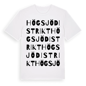 Högsjö distrikt ordlek t-shirt – ekologisk bomull t-shirt från Pinshirt