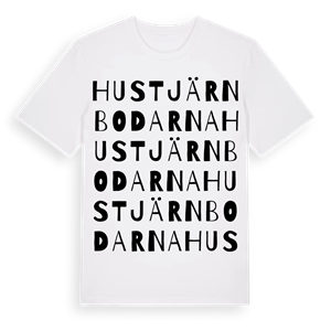 Hustjärnbodarna ordlek t-shirt – ekologisk bomull t-shirt från Pinshirt