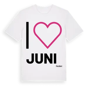 Jag älskar Juni t-shirt stort tryck – ekologisk bomull t-shirt från Pinshirt