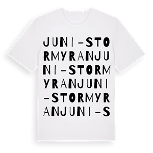 Juni-Stormyran ordlek t-shirt – ekologisk bomull t-shirt från Pinshirt