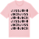 Pink Cotton t-shirt med Jussjöhöjden ordlek t-shirt