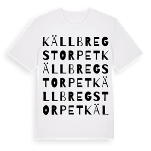 Källbregstorpet ordlek t-shirt – ekologisk bomull t-shirt från Pinshirt