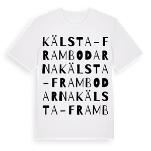 Kälsta-Frambodarna ordlek t-shirt – ekologisk bomull t-shirt från Pinshirt