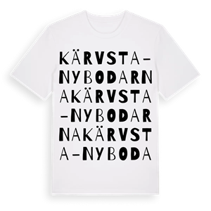 Kärvsta-Nybodarna ordlek t-shirt – ekologisk bomull t-shirt från Pinshirt