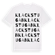 White t-shirt med Klackstugan ordlek t-shirt