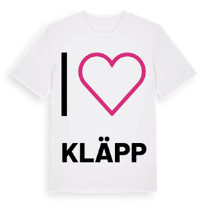 Jag älskar Kläpp t-shirt stort tryck – ekologisk bomull t-shirt från Pinshirt