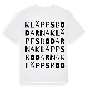 Kläppsbodarna ordlek t-shirt – ekologisk bomull t-shirt från Pinshirt