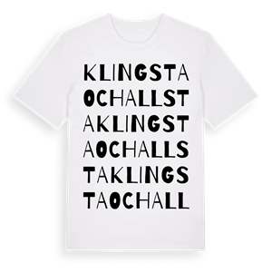 Klingsta och Allsta ordlek t-shirt – ekologisk bomull t-shirt från Pinshirt