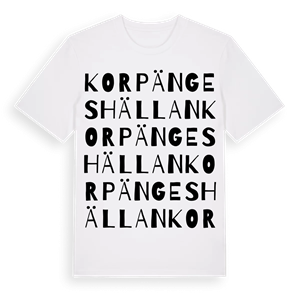 Korpängeshällan ordlek t-shirt – ekologisk bomull t-shirt från Pinshirt