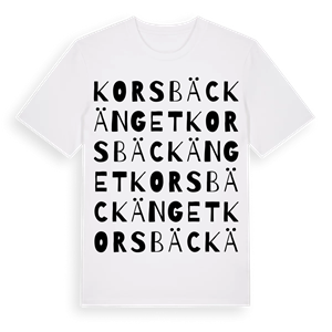 Korsbäckänget ordlek t-shirt – ekologisk bomull t-shirt från Pinshirt