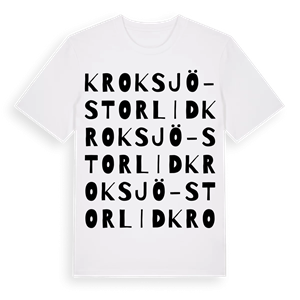 Kroksjö-Storlid ordlek t-shirt – ekologisk bomull t-shirt från Pinshirt