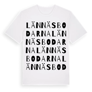 Lännäsbodarna ordlek t-shirt – ekologisk bomull t-shirt från Pinshirt