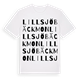 White t-shirt med Lillsjöbäckmon ordlek t-shirt