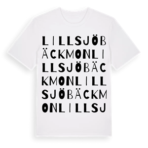 Lillsjöbäckmon ordlek t-shirt – ekologisk bomull t-shirt från Pinshirt