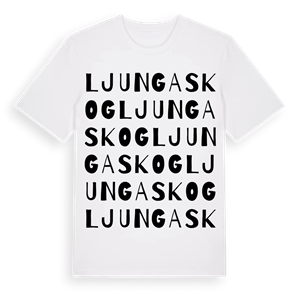 Ljungaskog ordlek t-shirt – ekologisk bomull t-shirt från Pinshirt