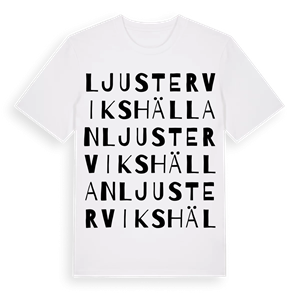 Ljustervikshällan ordlek t-shirt – ekologisk bomull t-shirt från Pinshirt