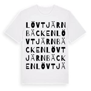 Lövtjärnbäcken ordlek t-shirt – ekologisk bomull t-shirt från Pinshirt