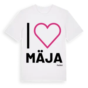 Jag älskar Mäja t-shirt stort tryck – ekologisk bomull t-shirt från Pinshirt